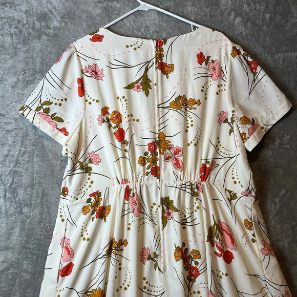 Modcloth Chartreuse Poetic Presence Faux Wrap Dress Size 2X Floral Summer New - Picture 3 of 8